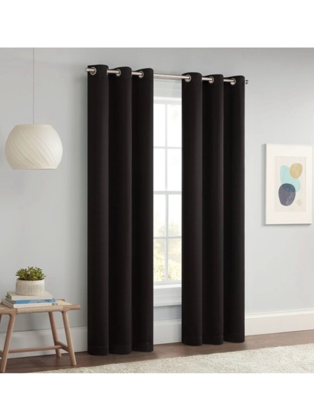 Eclipse Black Blackout Window Panel Curtains - 2 Panels